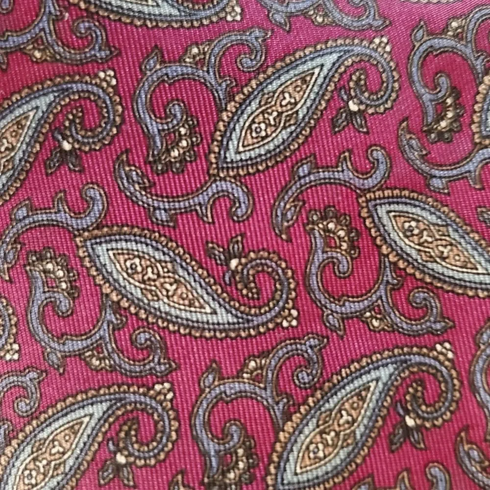 Vintage Christian Dior All Silk Paisley Necktie Burgundy Made in USA